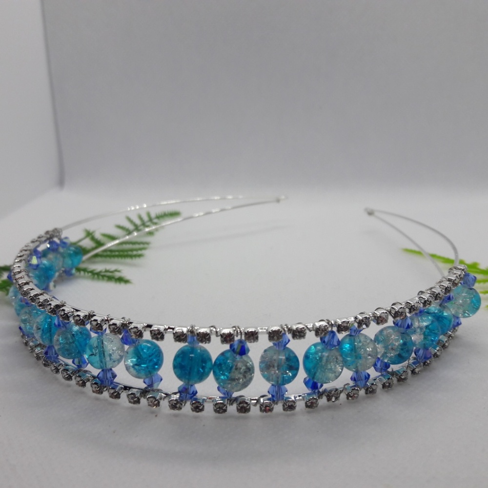 Sapphire and Glass Beads Headband